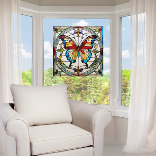  Beautiful Butterfly Faux Stained Glass  Window Cling