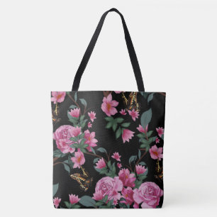 Beautiful Butterfly Floral Fashion Tote Bag
