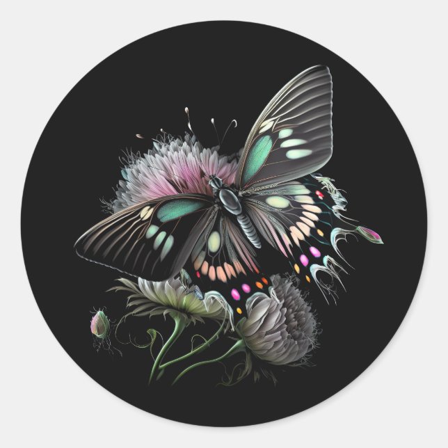 beautiful-butterfly-flower classic round sticker (Front)