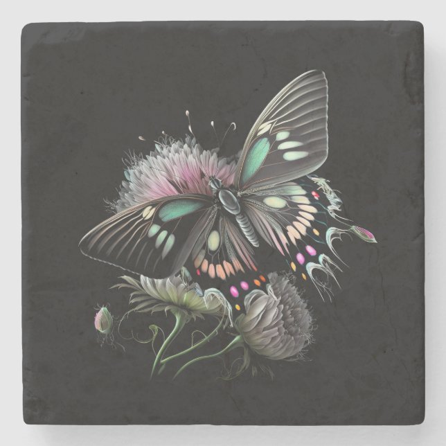 beautiful-butterfly-flower stone coaster (Front)