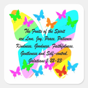 BEAUTIFUL BUTTERFLY GALATIANS 5 SQUARE STICKER