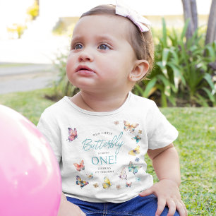 Beautiful Butterfly Girl's 1st Birthday  Baby T-Shirt