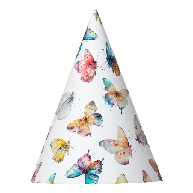Beautiful Butterfly Girl's Birthday Party Hat (Front)
