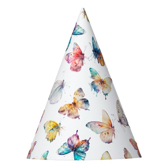 Beautiful Butterfly Girl's Birthday Party Party Hat (Front)