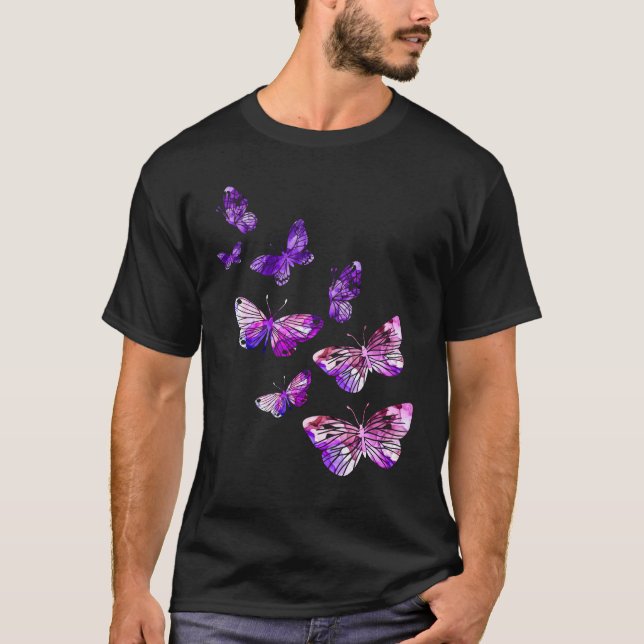 Beautiful Butterfly Girls Purple Butterlies T-Shirt (Front)