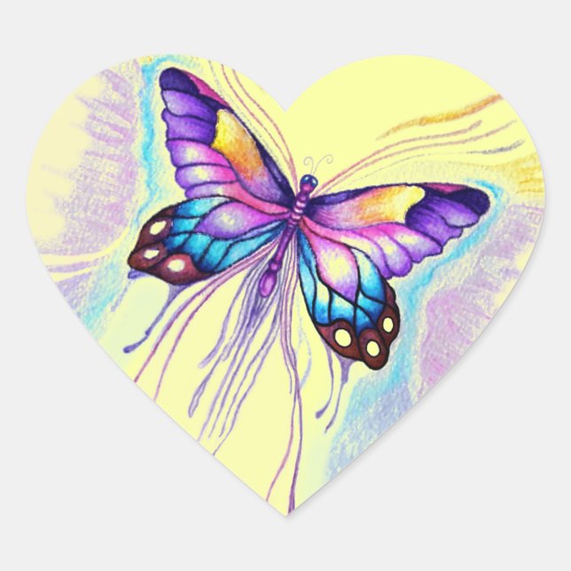 Beautiful Butterfly Heart Sticker (Front)