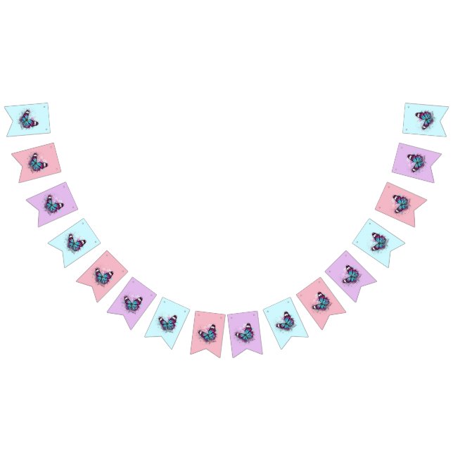 Beautiful Butterfly Illustration Bunting (All)