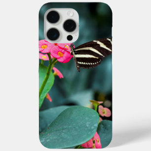 Beautiful butterfly on a pink flower iPhone 15 pro max case