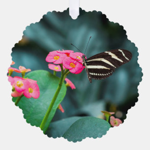 Beautiful butterfly on a pink flower tree decoration card