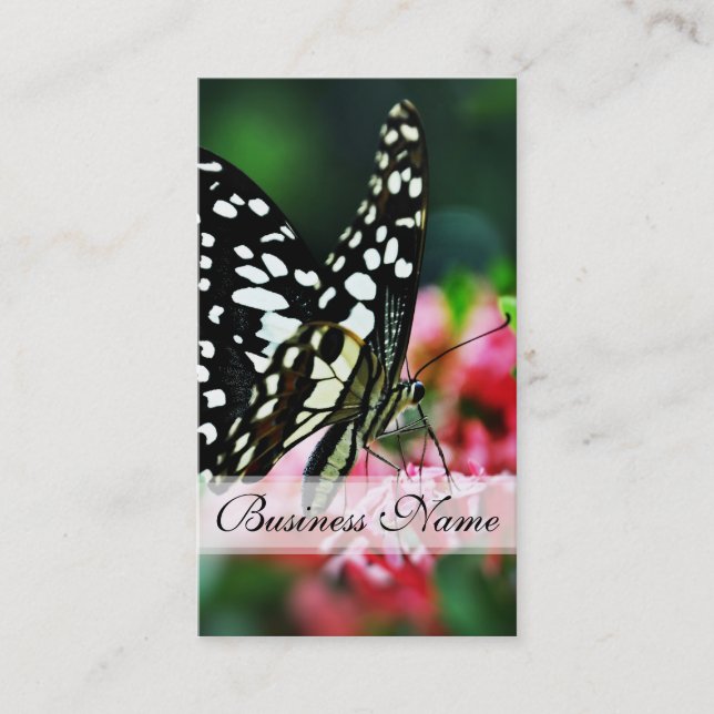 Beautiful Butterfly on Red Flower Business Card (Front)