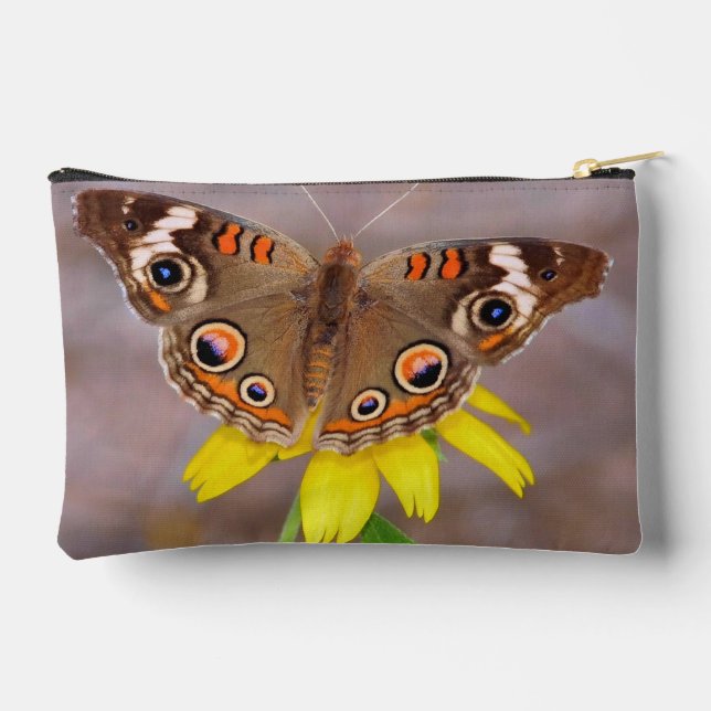 Beautiful Butterfly on Yellow Flower  Accessory Pouch (Back)