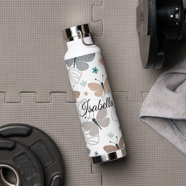 Beautiful Butterfly Personalised Water Bottle (Gym)