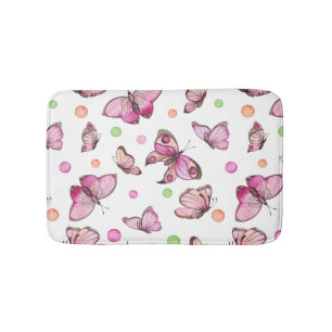 Beautiful Butterfly & Polka Dots Bath Mat