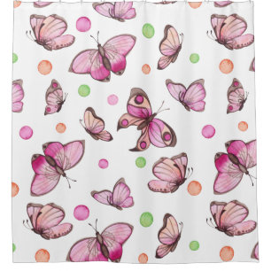 Beautiful Butterfly & Polka Dots Shower Curtain
