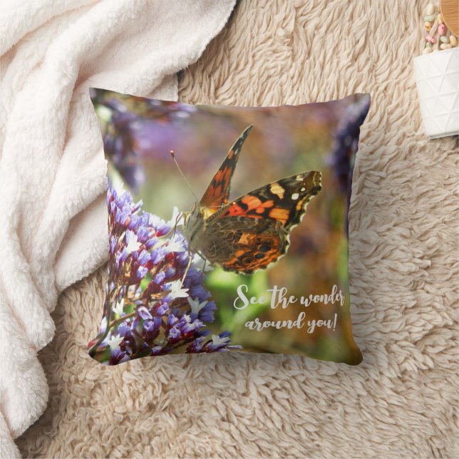 Beautiful butterfly pollinating flowers cushion (Blanket)