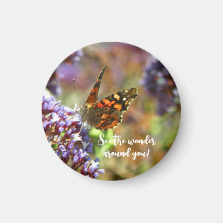 Beautiful Butterfly pollinating flowers Magnet