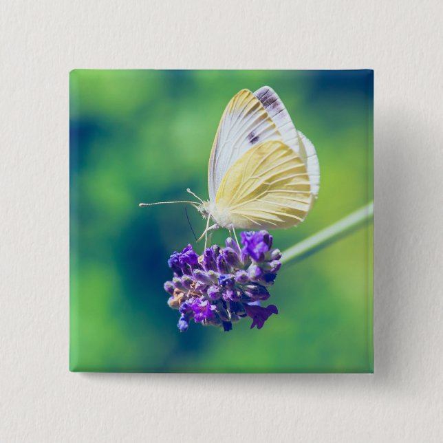 Beautiful Butterfly Purple Flower Nature Scenery 15 Cm Square Badge (Front)