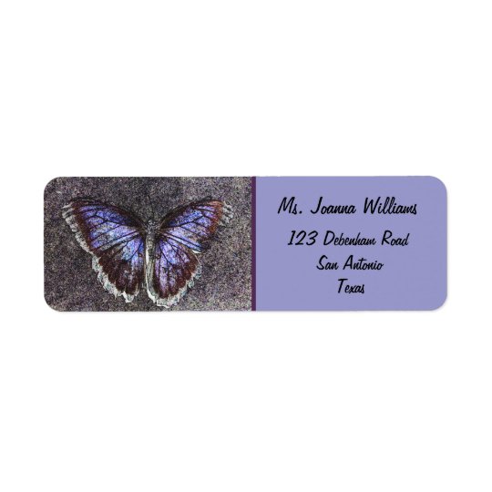 Beautiful Butterfly/Purple. Return Address Label