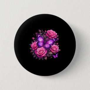 Beautiful butterfly purple rose butterfly lovers 6 cm round badge