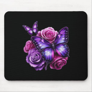 Beautiful Butterfly Purple Rose Butterfly Lovers G Mouse Mat