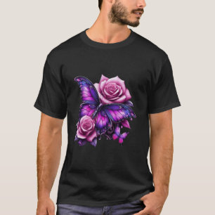 Beautiful Butterfly Purple Rose Butterfly Lovers G T-Shirt
