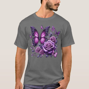 Beautiful Butterfly Purple Rose Butterfly Lovers G T-Shirt