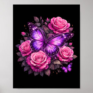 Beautiful Butterfly Purple Rose Butterfly Lovers Poster