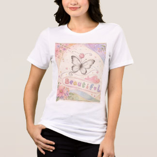 Beautiful Butterfly T-Shirt | Pastel Floral Inspir Tri-Blend Shirt