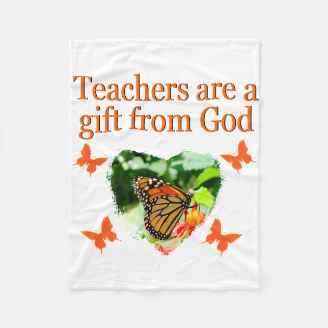 BEAUTIFUL BUTTERFLY TEACHERS PRAYER DESIGN FLEECE BLANKET (Front)