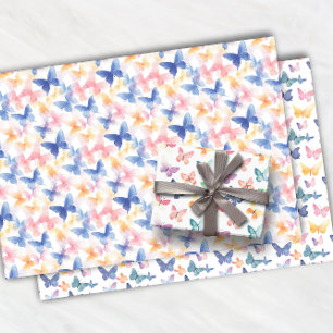 Beautiful Butterfly Watercolor Colourful Pattern Wrapping Paper Sheet