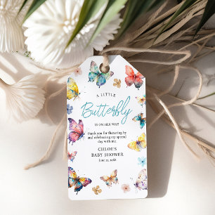 Beautiful Butterfly Watercolor Girl Baby Shower Gift Tags