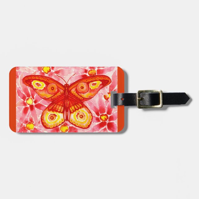 Beautiful Butterfly Watercolour Luggage Tag (Front Horizontal)