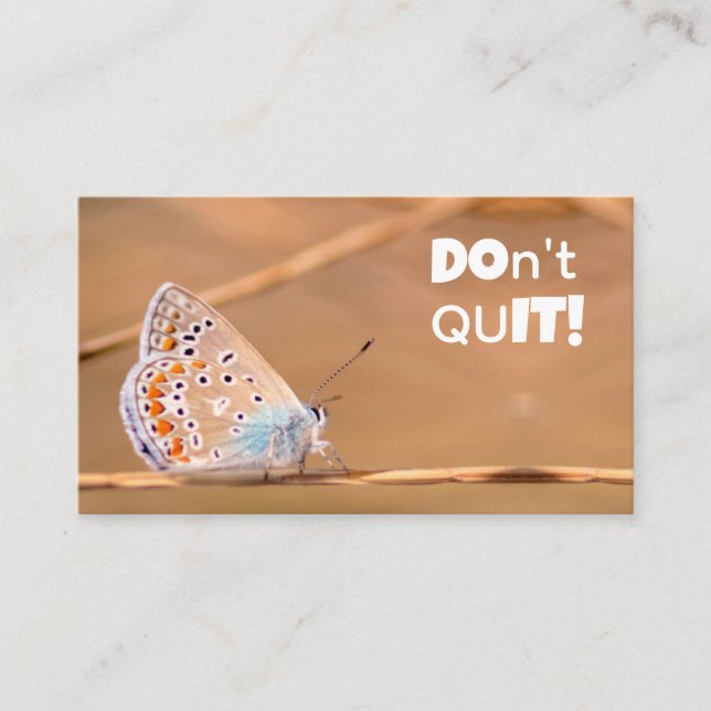 Beautiful butterfly with motivational quote business card (Front)