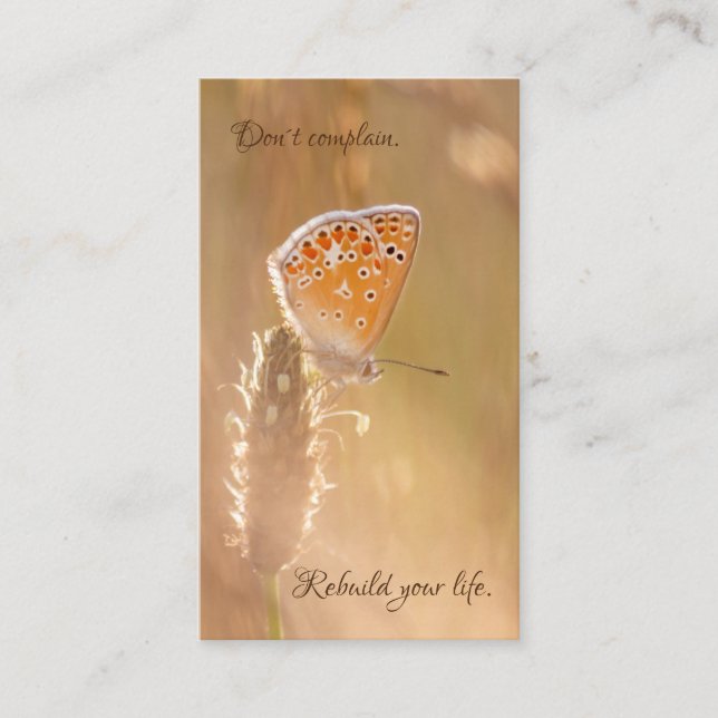 Beautiful butterfly with motivational quote business card (Front)