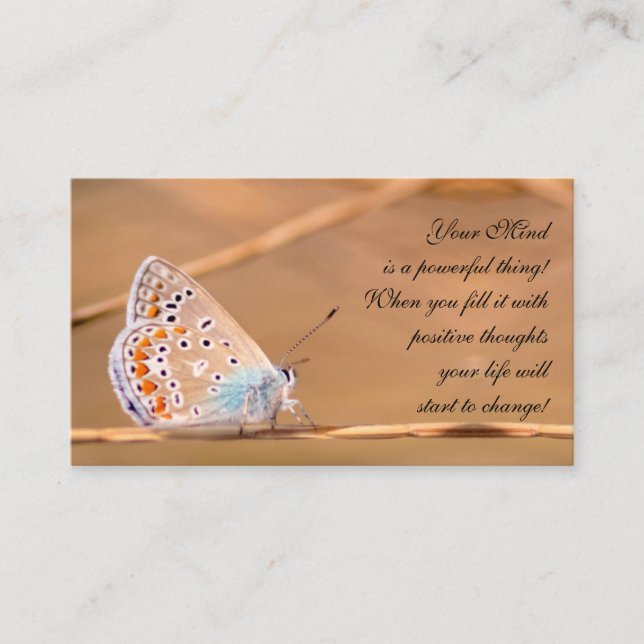 Beautiful butterfly with motivational quote business card (Front)
