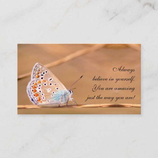 Beautiful butterfly with motivational quote business card (Front)