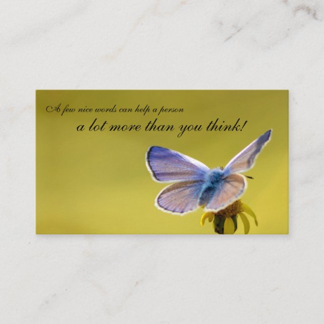 Beautiful butterfly with motivational quote business card (Front)
