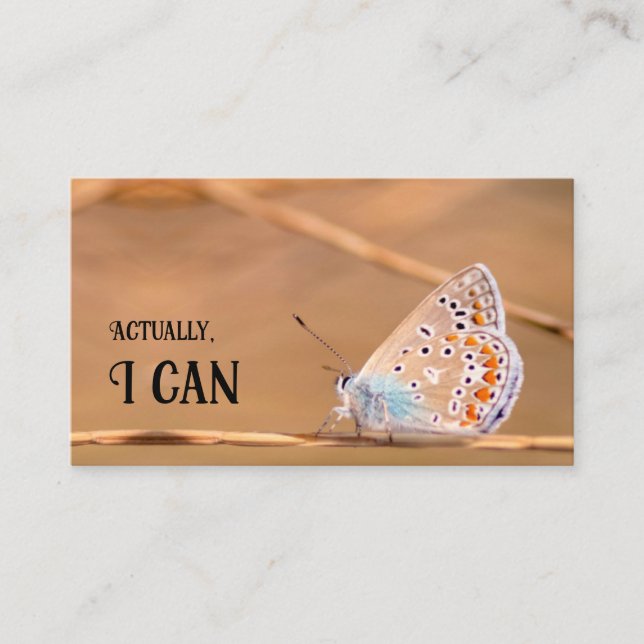 Beautiful butterfly with motivational quote business card (Front)