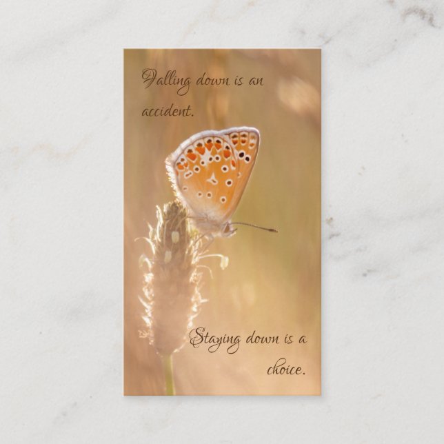 Beautiful butterfly with motivational quote business card (Front)