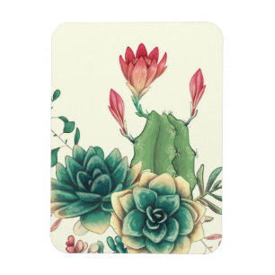 Beautiful Cactus With Flower Magnet