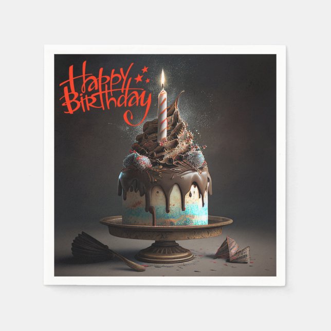 Beautiful Cake Happy Birthday Gifts Love Napkin (Front)