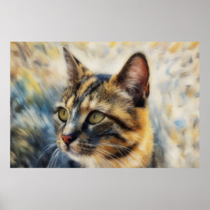 Beautiful Calico Cat Art Poster Cat Lover
