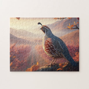 Beautiful California Quail Bird Wildlife Nature  Jigsaw Puzzle