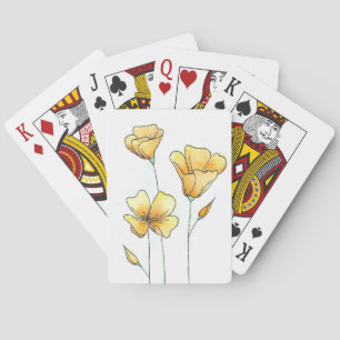 Beautiful California Watercolor Poppies Playing Cards