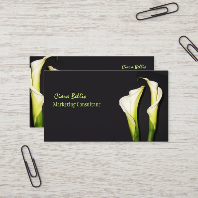 Beautiful calla lilies business cards (Front/Back In Situ)