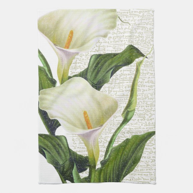 Beautiful Calla Lilies Tea Towel (Vertical)