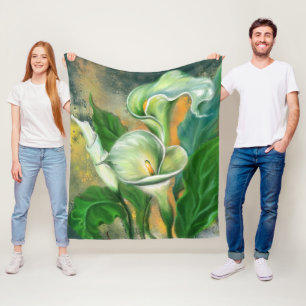 Beautiful Calla Lily Flower Fleece Blanket