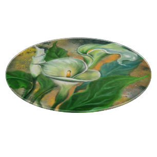 Beautiful Calla Lily Flower - Migned Art Drawing - Cutting Board