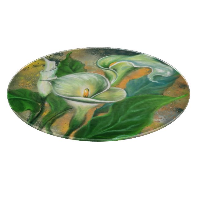 Beautiful Calla Lily Flower - Migned Art Drawing - Cutting Board (Corner)