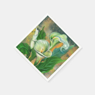 Beautiful Calla Lily Flower - Migned Art Drawing - Napkin